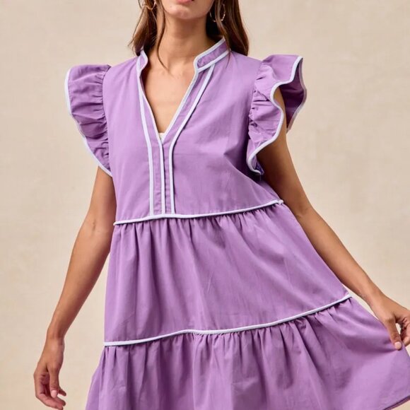 ✨NWT BiBi Gameday Theme Contrast‎ Binding Ruffled Dress - Picture 11 of 14